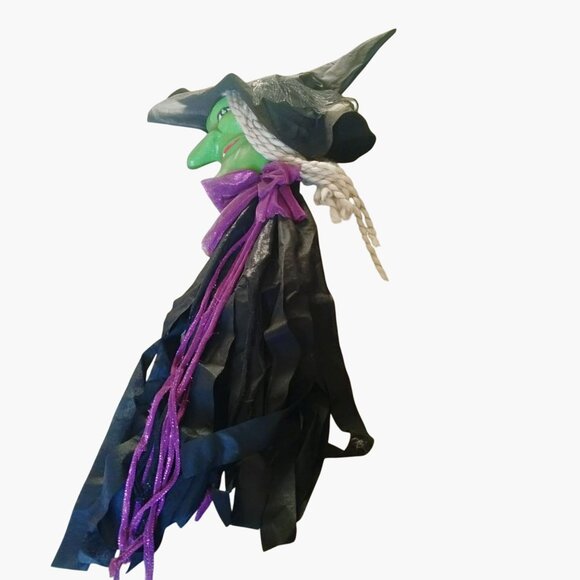 Witch Halloween Decor Wall Hanging Sound Light Red Eyes Touch Activated Hackles - Picture 3 of 11